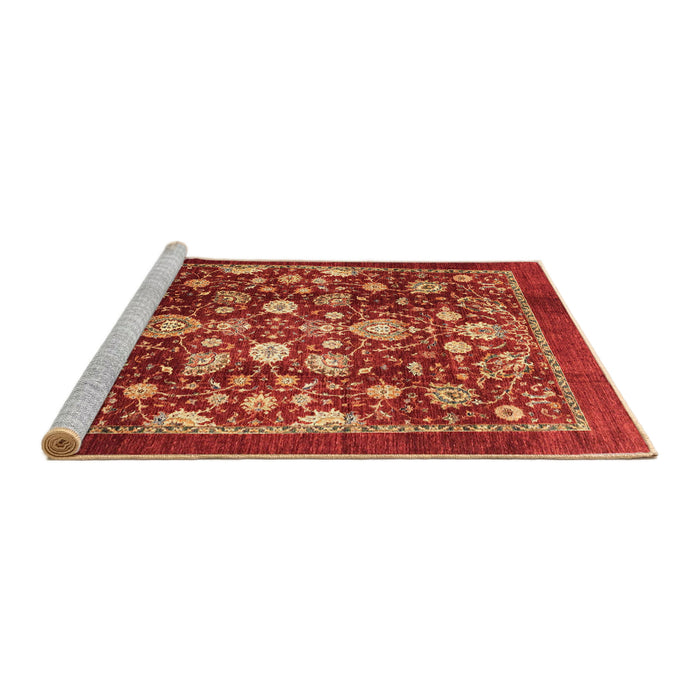 Sideview of Machine Washable Abstract Red Rug, wshabs3127