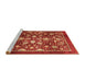 Sideview of Machine Washable Abstract Red Rug, wshabs3127