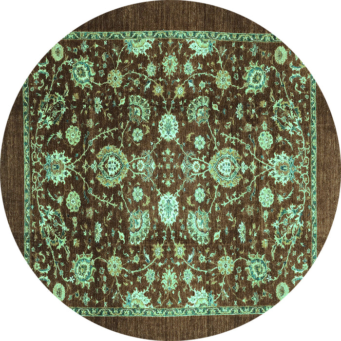 Round Abstract Turquoise Modern Rug, abs3127turq