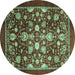 Round Abstract Turquoise Modern Rug, abs3127turq