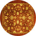 Round Machine Washable Abstract Yellow Modern Rug, wshabs3127yw