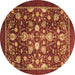 Round Machine Washable Abstract Brown Modern Rug, wshabs3127brn