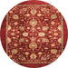 Round Machine Washable Abstract Red Rug, wshabs3127