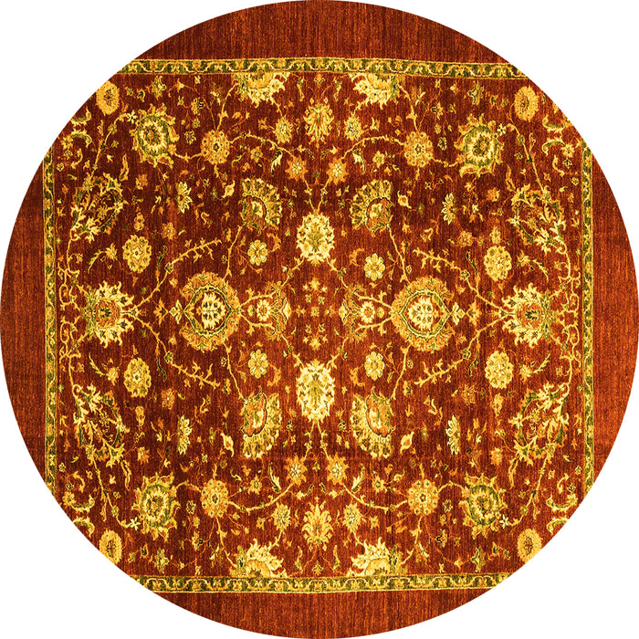 Round Abstract Yellow Modern Rug, abs3127yw