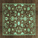 Square Abstract Turquoise Modern Rug, abs3127turq