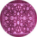 Round Machine Washable Abstract Purple Modern Area Rugs, wshabs3127pur