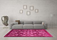 Machine Washable Abstract Pink Modern Rug, wshabs3127pnk