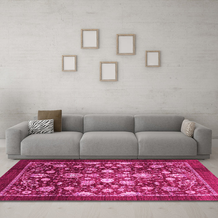 Machine Washable Abstract Pink Modern Rug in a Living Room, wshabs3127pnk