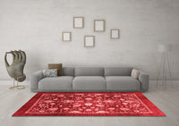 Machine Washable Abstract Red Modern Rug, wshabs3127red