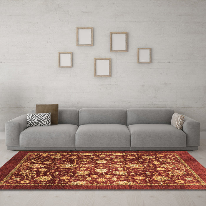 Machine Washable Abstract Brown Modern Rug in a Living Room,, wshabs3127brn