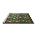 Sideview of Machine Washable Abstract Turquoise Modern Area Rugs, wshabs3127turq