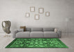 Machine Washable Abstract Emerald Green Modern Area Rugs in a Living Room,, wshabs3127emgrn