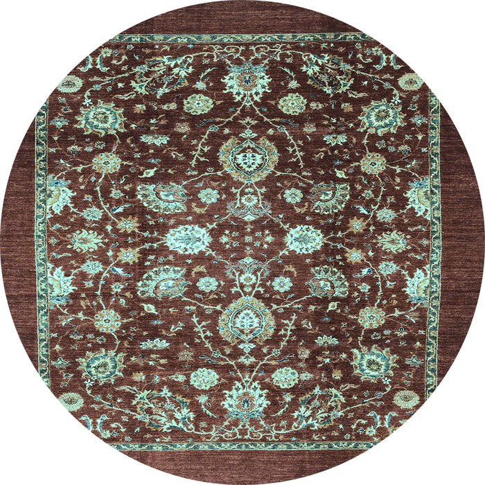 Round Machine Washable Abstract Light Blue Modern Rug, wshabs3127lblu