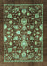 Machine Washable Abstract Turquoise Modern Area Rugs, wshabs3127turq