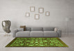 Machine Washable Abstract Green Modern Area Rugs in a Living Room,, wshabs3127grn