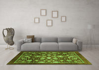 Machine Washable Abstract Green Modern Rug, wshabs3127grn