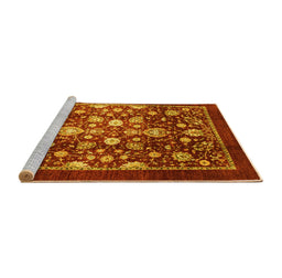 Sideview of Machine Washable Abstract Yellow Modern Rug, wshabs3127yw