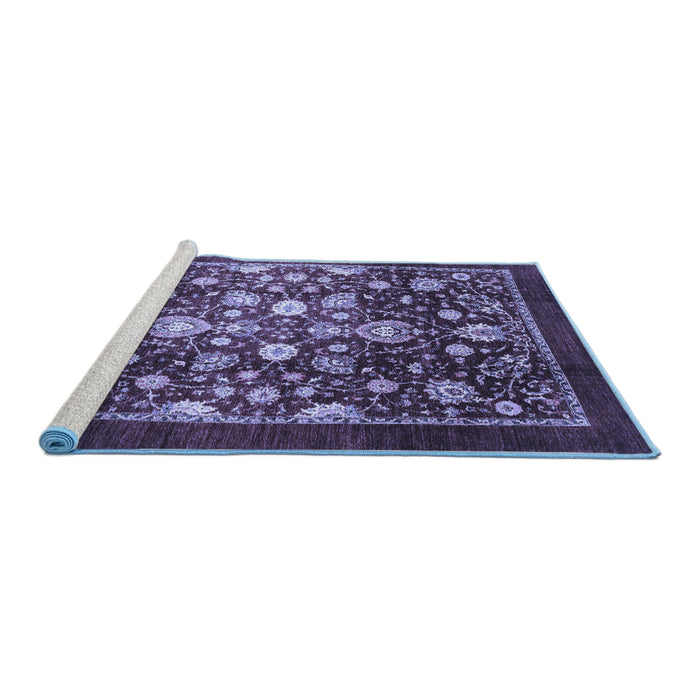 Sideview of Machine Washable Abstract Blue Modern Rug, wshabs3127blu