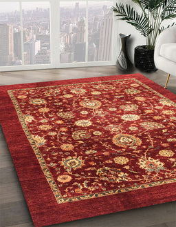 Machine Washable Abstract Red Rug in a Family Room, wshabs3127