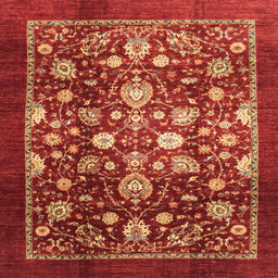 Square Machine Washable Abstract Red Rug, wshabs3127