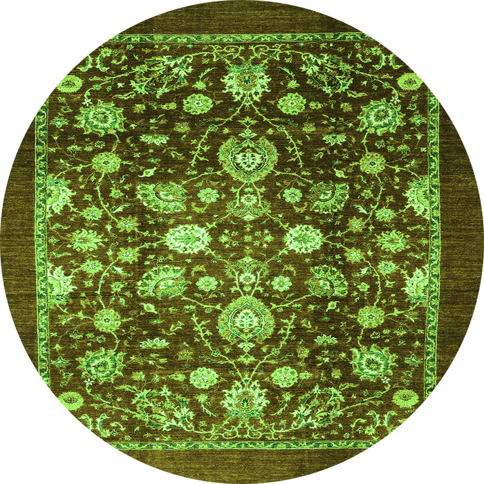 Round Abstract Green Modern Rug, abs3127grn