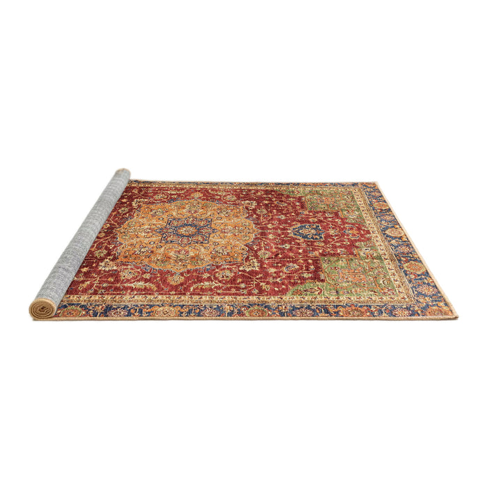 Sideview of Machine Washable Abstract Red Rug, wshabs3128