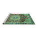 Sideview of Machine Washable Persian Turquoise Traditional Area Rugs, wshabs3128turq