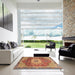 Square Abstract Red Persian Rug in a Living Room, abs3128