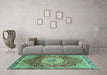 Machine Washable Persian Turquoise Traditional Area Rugs in a Living Room,, wshabs3128turq