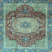 Square Machine Washable Persian Light Blue Traditional Rug, wshabs3128lblu