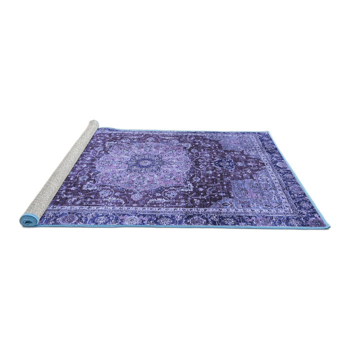 Sideview of Machine Washable Persian Blue Traditional Rug, wshabs3128blu