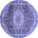 Round Machine Washable Persian Blue Traditional Rug, wshabs3128blu