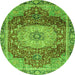 Round Machine Washable Persian Green Traditional Area Rugs, wshabs3128grn