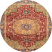 Round Machine Washable Abstract Red Rug, wshabs3128