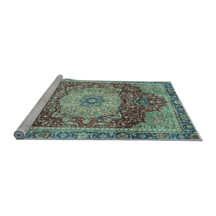 Sideview of Machine Washable Persian Light Blue Traditional Rug, wshabs3128lblu