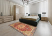 Abstract Red Persian Rug in a Bedroom, abs3128