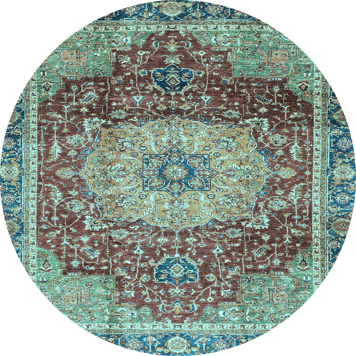 Round Persian Light Blue Traditional Rug, abs3128lblu
