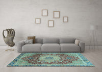 Machine Washable Persian Light Blue Traditional Rug, wshabs3128lblu