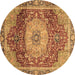 Round Machine Washable Persian Brown Traditional Rug, wshabs3128brn