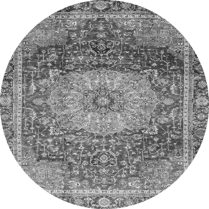 Round Machine Washable Persian Gray Traditional Rug, wshabs3128gry