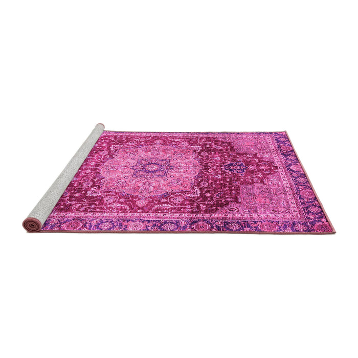 Sideview of Machine Washable Persian Pink Traditional Rug, wshabs3128pnk