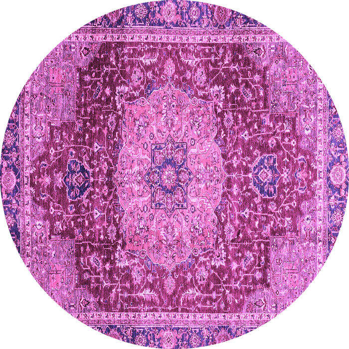 Round Machine Washable Persian Purple Traditional Area Rugs, wshabs3128pur