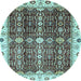 Round Oriental Light Blue Traditional Rug, abs3129lblu