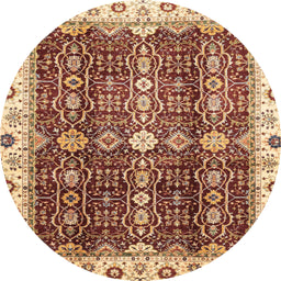 Round Machine Washable Abstract Tomato Red Rug, wshabs3129