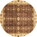 Round Oriental Brown Traditional Rug, abs3129brn