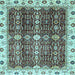 Square Machine Washable Oriental Light Blue Traditional Rug, wshabs3129lblu