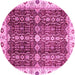 Round Oriental Pink Traditional Rug, abs3129pnk