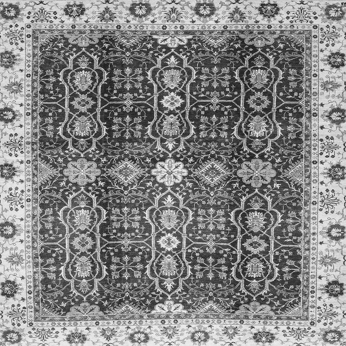 Square Machine Washable Oriental Gray Traditional Rug, wshabs3129gry
