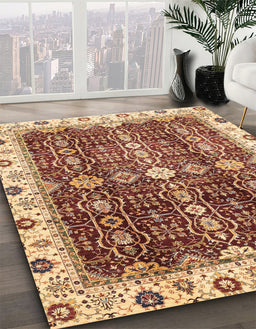 Machine Washable Abstract Tomato Red Rug in a Family Room, wshabs3129