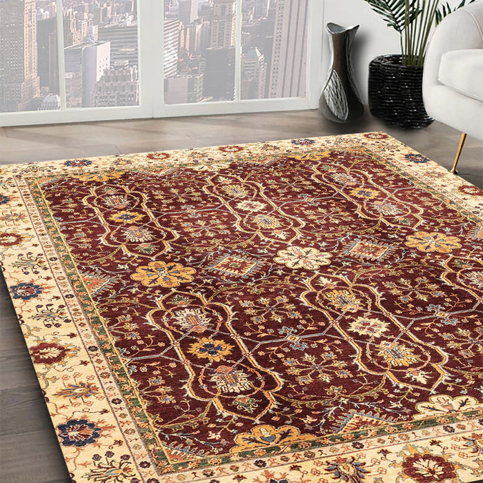 Machine Washable Abstract Tomato Red Rug in a Family Room, wshabs3129